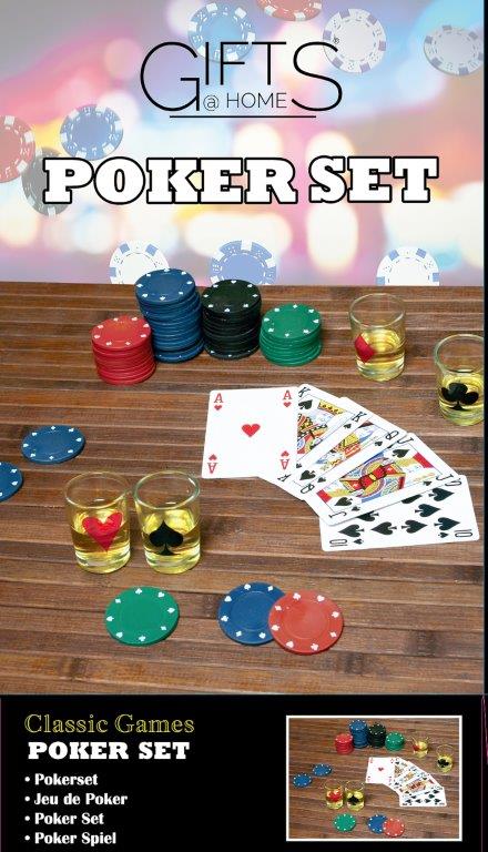 Poker set met kaarten en shotjes glazen