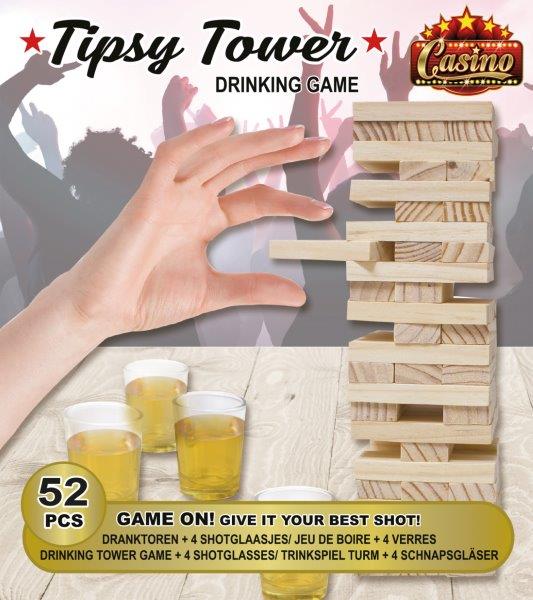 Jenga met shotjes glazen
