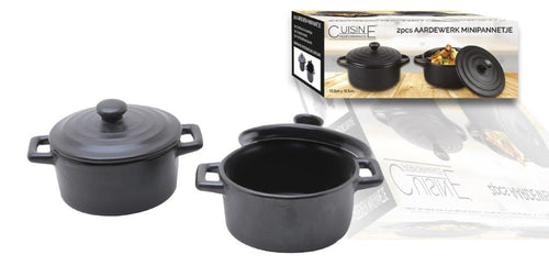 2 aardewerk minipannetje