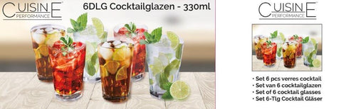 6 coctailglazen set