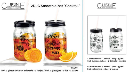 2 glazen smoothie set 450 ml