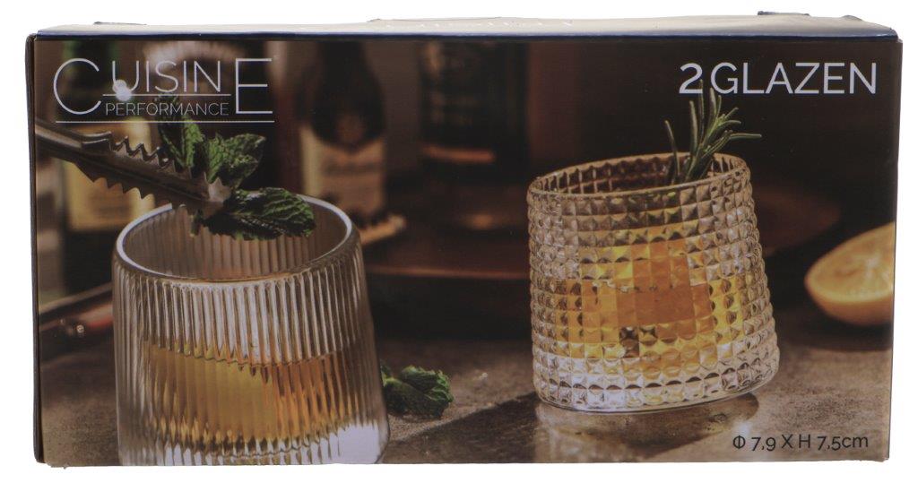 2 whisky glazen