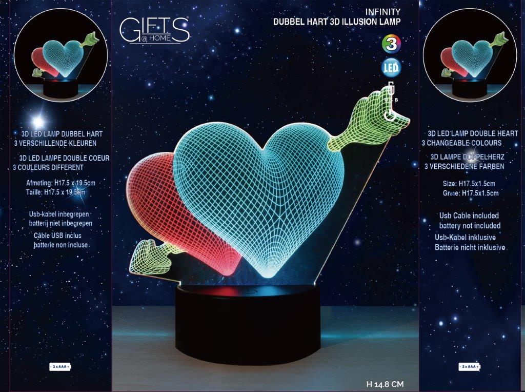 3dlamp dubbel hart