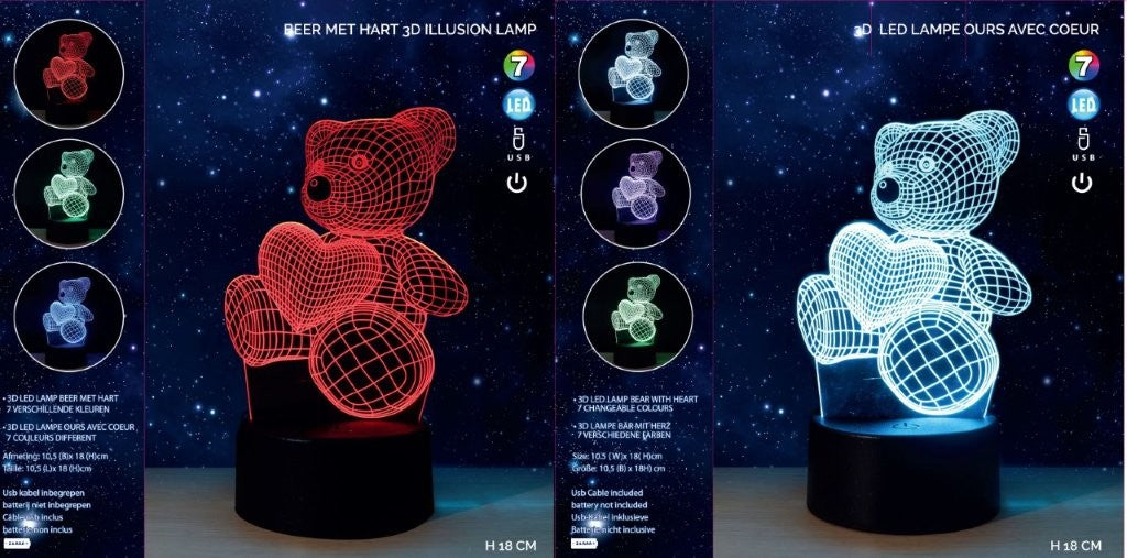Beer met hart 3d led licht